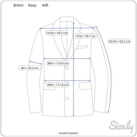 44R Brioni Aurelio Navy Striped Double Breasted Sport Coat - Picture 15 of 15